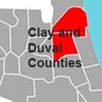 Duval and Clay counties, Florida map